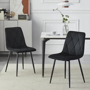 4/6X Dining Chairs Set Velvet Padded Seat Metal Legs Home Kitchen Office - Picture 1 of 60
