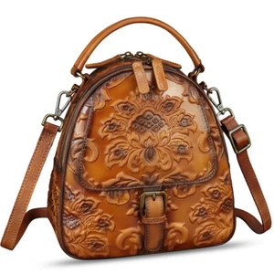 Genuine Leather Purse and Backpack Purse Women Retro Crossbody Shoulder Handbag - Picture 1 of 17
