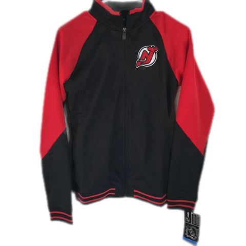 NHL Youth Girls Devils Hockey Long Sleeve Full Zip Black Jersey Jacket Size L Cover