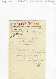Paris I er 10 Rue Bailleul - Rare Annuaire Officiel du Téléphone du 23/07/1913 - Picture 1 of 1
