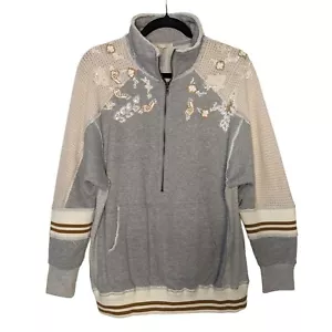 Gimmicks Embellecido Manga Larga Canguro Bolsillo Gris Bordado Sudadera XS - Imagen 1 de 8