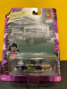 Chevrolet Bel Air Rat Fink Racing CTC 1/64 Johnny Lightning Chase Car 1955 negro - Imagen 1 de 3