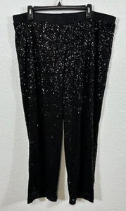 Linea by Louis Dell'Olio Pants Womens Petite XLP Black Sequin Pullon - Picture 1 of 11