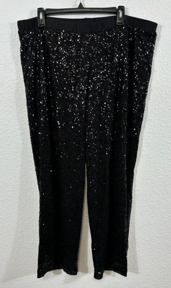 Pantalones Linea by Louis Dell'Olio para mujer Petite XLP suéter de lentejuelas negro Foto 1 de 4