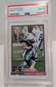 Emmitt Smith 1991 Bowman #3 PSA casi como nuevo-como nuevo 8 - Imagen 1 de 2