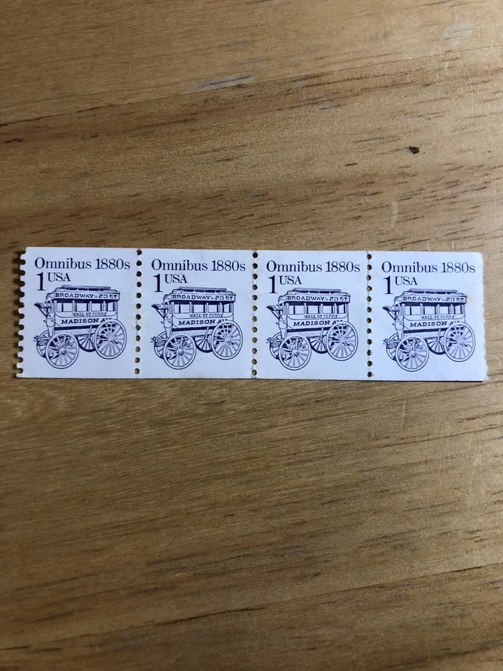 US Stamps 1983 1 cent Omnibus 1880's Coil Strip of (4) MNH - Image 1 of 2