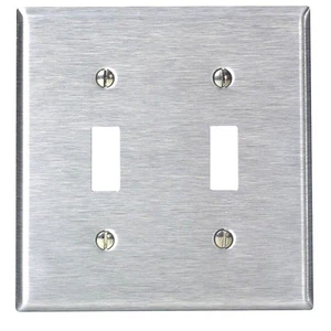 (1 pc) NEW Toggle Switch 2-Gang Brushed Finish Stainless Steel Wall Plate Cover - Picture 1 of 1