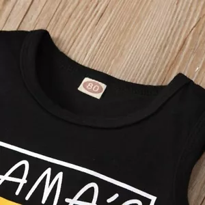 Toddler Baby Boy Clothes Word Print Vest Sleeveless Top Shorts (Size:6-12Month) - Picture 1 of 5