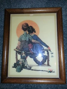 Norman Rockwell Ceramica Stampa con Cornice Il Little Spooner Collezionabile Amo - Picture 1 of 10