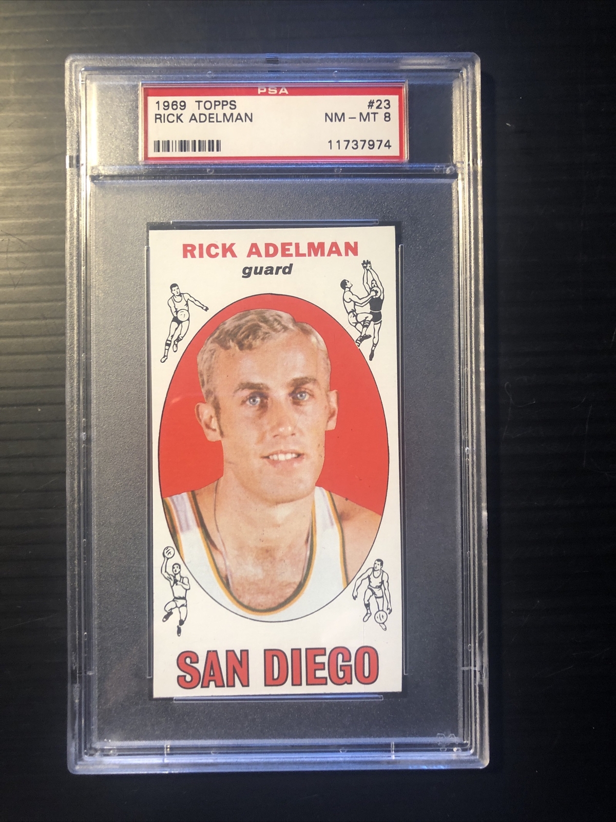 1969 TOPPS #23 RICK ADELMAN RC HOUSTON ROCKETS HOF PSA 8 BEAUTIFUL SET BREAK