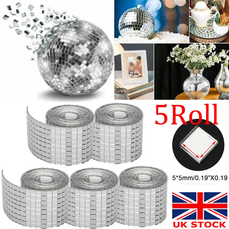 2x 1464 Self Adhesive Glass Mosaic Sticker Mini Square Mirror Tiles Sheet DIY