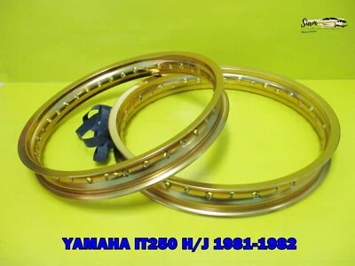YAMAHA IT250 H/J  1981-1982   F & R ALUMINIUM GOLD WHEEL RIM SET  **si1376** Foto 1 de 4
