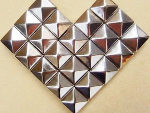 100 Silver Tone Metal Square Pyramid Claw Punk Stud Rivets 8mm Belt LeatherCraft - Picture 1 of 5