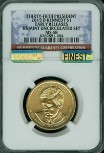 2015 D JFK JOHN F KENNEDY PRES. DOLLAR NGC MS68 MAC FINEST MAC SPOTLESS * - Picture 1 of 6
