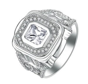 MEN'S CZ .925 STERLING SILVER ANNIVERSARY WEDDING BAND RING SIZE 7-16 MR017 - Picture 1 of 3