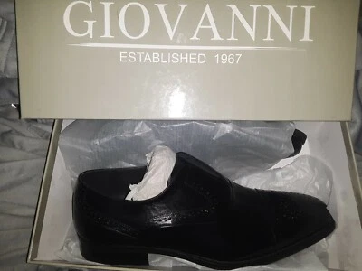 Giovanni Mens size 10 Irwin Leather Slip On Cap Toe Loafers Dress Shoes Black  - Image 1 of 3