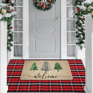 2 Pcs Christmas Doormats with Outdoor Rug Christmas Door Mat Combo Set 100% Coir - Picture 1 of 7