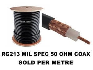RG213  MILITARY SPEC 50 ohm LOW LOSS COAX CABLE CB/HAM RADIO SOLD PER METRE - Picture 1 of 1