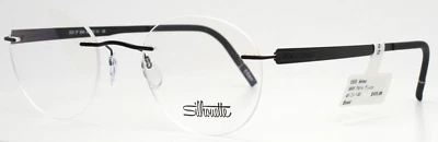 SILHOUETTE 5555 EP 9040 Pure Black Round Rimless Eyeglasses 48-20-145 B:42.7 - Image 1 of 4