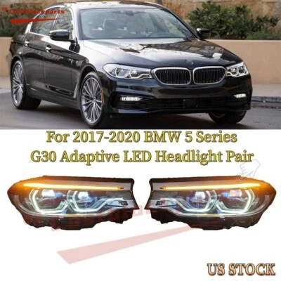 Par de faros LED adaptables con icono para BMW Serie 5 G30 G31 M5 540i 530 2017-2020 Foto 1 de 4