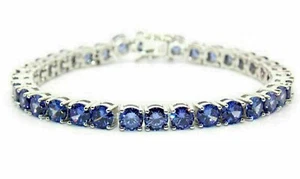 12.00 Ct Round Blue Tanzanite Tennis Bracelet For Women's 14k White Gold Over - Picture 1 of 6