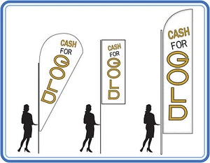 Bargeld für Goldflaggen, ideal für Pornomaklergeschäfte Bargeld für Goldflaggen Stangen Sockel - Bild 1 von 12