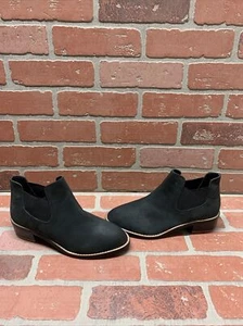 Shellys London Black Leather Pull On Block Heel Ankle Boots Women’s Size 7.5 - Picture 1 of 9