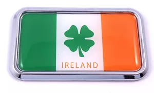 Ireland Irish flag rectanguglar Chrome Emblem 3D Car Decal Sticker 3" x 1.75" - Foto 1 di 2