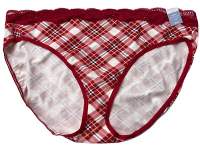 Ambrielle ALGODÓN ORGÁNICO Rojo Caramelo Cuadros Bragas NUEVO CON ETIQUETAS (sujetadores a juego disponibles) XL Foto 1 de 4