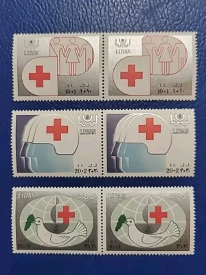 LEBANON LIBAN 1988 Scott B19-B21 (3) MNH Red Cross Dove Complete Set In Pairs - Image 1 of 2