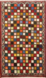 Pastel Color Checkered Gabbeh Accent Rug 3x5 Wool Hand-knotted Foyer Carpet - Picture 1 of 18