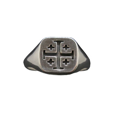 Genuine Sterling Silver Men Ring Cross Jerusalem Solid Stamped 925 Comfort Fit - Image 1 of 4
