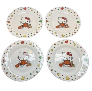 SANRIO Hello Kitty Thanksgiving 8" Desert Dinner Plates Set Of 4 Kids Table - Picture 1 of 3