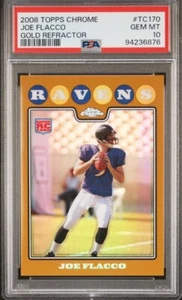 2008 Topps Chrome Joe Flacco🪙Gold Refractor /199⚡️PSA 10⚡️RC #TC170⚡️Pop 20 - Picture 1 of 2