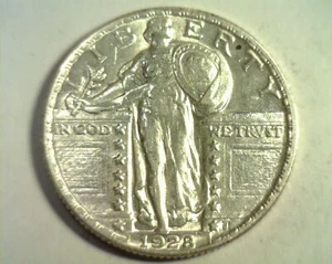 1928 STANDING LIBERTY QUARTER CHOICE ABOUT UNCIRCULATED CH AU NICE ORIGINAL COIN - Picture 1 of 2
