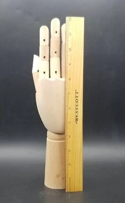 Posable Wooden Hand Model for Art / Ring Tree / Right Handed Mannequin 12 Inch - Image 1 of 4