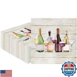 50 Pcs Wine Cocktail Napkins Disposable Champagne Bottle Paper Napkins 3-Ply - Picture 1 of 5