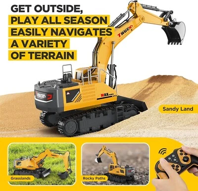 21" Large Remote Control Excavator Toy with Metal Bucket & Dozer Blade - Image 1 of 3
