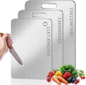 Titanium Cutting Board Set of 3, 100% Pure Titanium Cutting Boards for Kitchen, - Picture 1 of 12