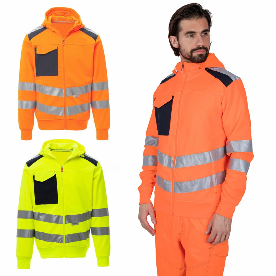 Herren Warnschutz Sweatjacke Warnschutzjacke Kapuze Warnjacke Arbeitsjacke Jacke - Bild 1 von 1