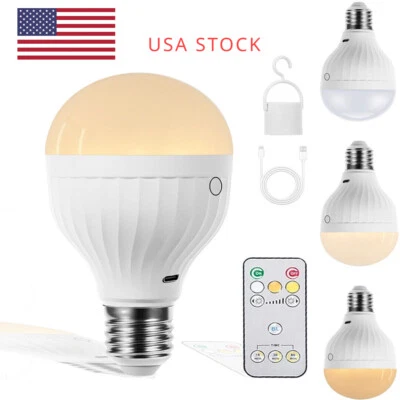 1/2 PCS Rechargeable Emergency Bulb 8W Household Lighting Remote Control E27 USB - Image 1 of 4