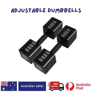 Adjustable Dumbbell Set workout pair 5-in-1 Quick Weight Change Home Gym fitness - Picture 1 of 8
