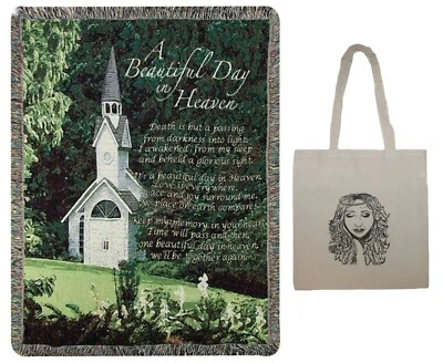 A Beautiful Day In Heaven Inspirational Throw Blanket and Angel Tote 50"x60" Nuevo con etiquetas Foto 1 de 3