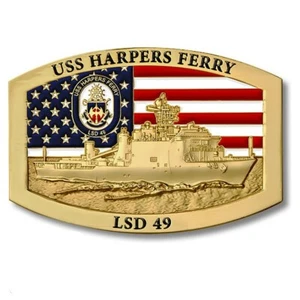 NAVY USS HARPERS FERRY LSD-49 3" HEBILLA DE CINTURÓN  - Imagen 1 de 1