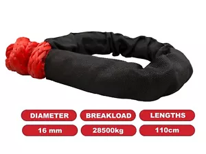 UHMWPE SOFT SHACKLE 16mm Synthetic Red 110cm Rope Shackle Towing, Recovery 4x4 - Picture 1 of 4