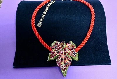 HEIDI DAUS Muchos Tonos de Otoño Hoja Cristal Colgante PIN Cordón Collar ROJO Foto 1 de 4