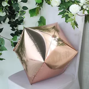 ROSE GOLD 14x14" 4D Cube Mylar Foil Balloon Wedding Birthday Party Decorations - Picture 1 of 6