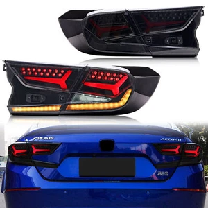 LED Black Tail Lights for Honda Accord 10Th Gen 2018-2023 Sequential Rear Lamps - Picture 1 of 6