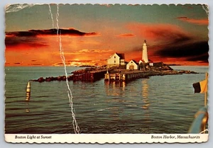 Postcard Massachusetts Boston Harbor in Sunset 22F - Picture 1 of 2