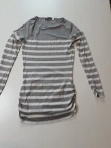 Mint Velvet Jersey Tunic Casual Day Dress Grey White Striped Size 8 - Picture 1 of 10